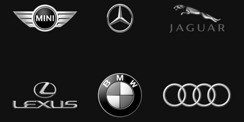 car brands: bmw, audi, mercedes, jaguar, lexus and mini